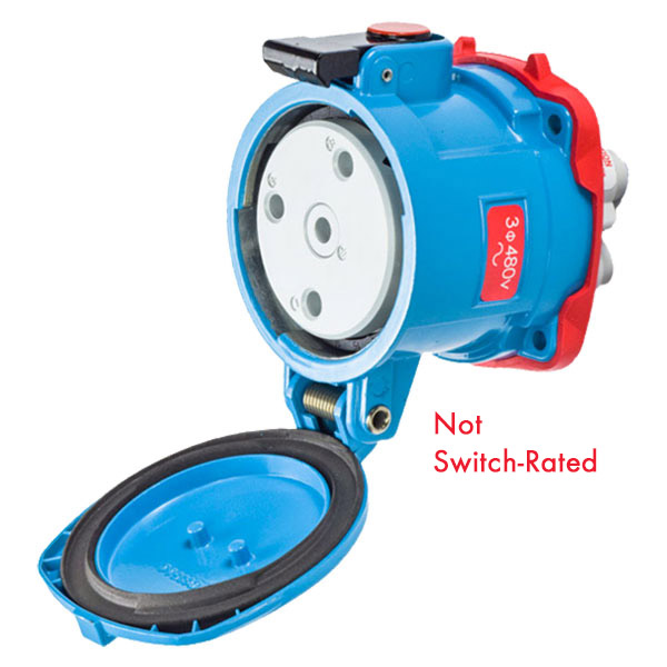 37-64043-352 - DS60 RECEPTACLE METAL BLUE SIZE 4 TYPE 3R 3P+G 60A 480 VAC 60 Hz NO AUX STRAIGHT INSERTION